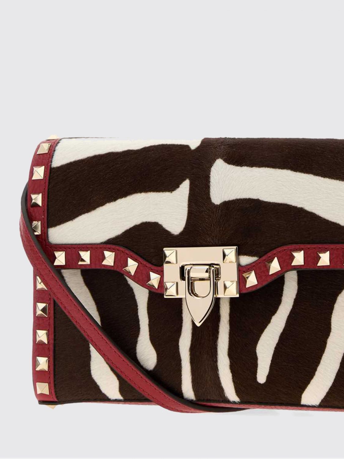 rockstud bag in zebra-print calf hair and leather