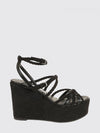 nyra wedge sandal in woven suede and leather