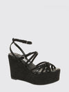 nyra wedge sandal in woven suede and leather
