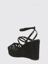 nyra wedge sandal in woven suede and leather