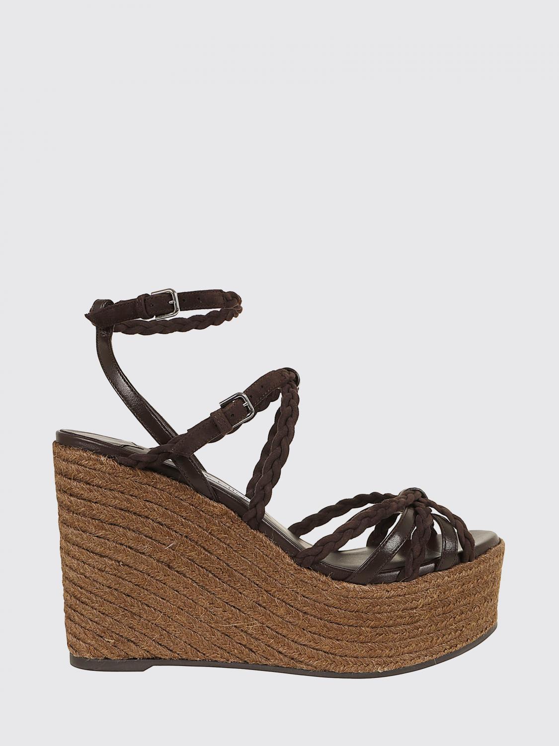 nyra wedge sandal in woven suede and leather