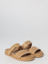 feel leather slippers with contrast stitching