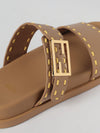 feel leather slippers with contrast stitching
