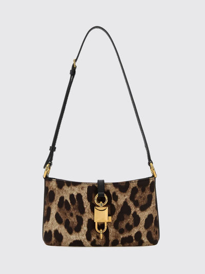 lock animal print twill bag