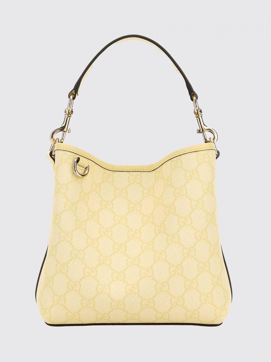 gg emblem grained coated cotton bag with all over gg monogram