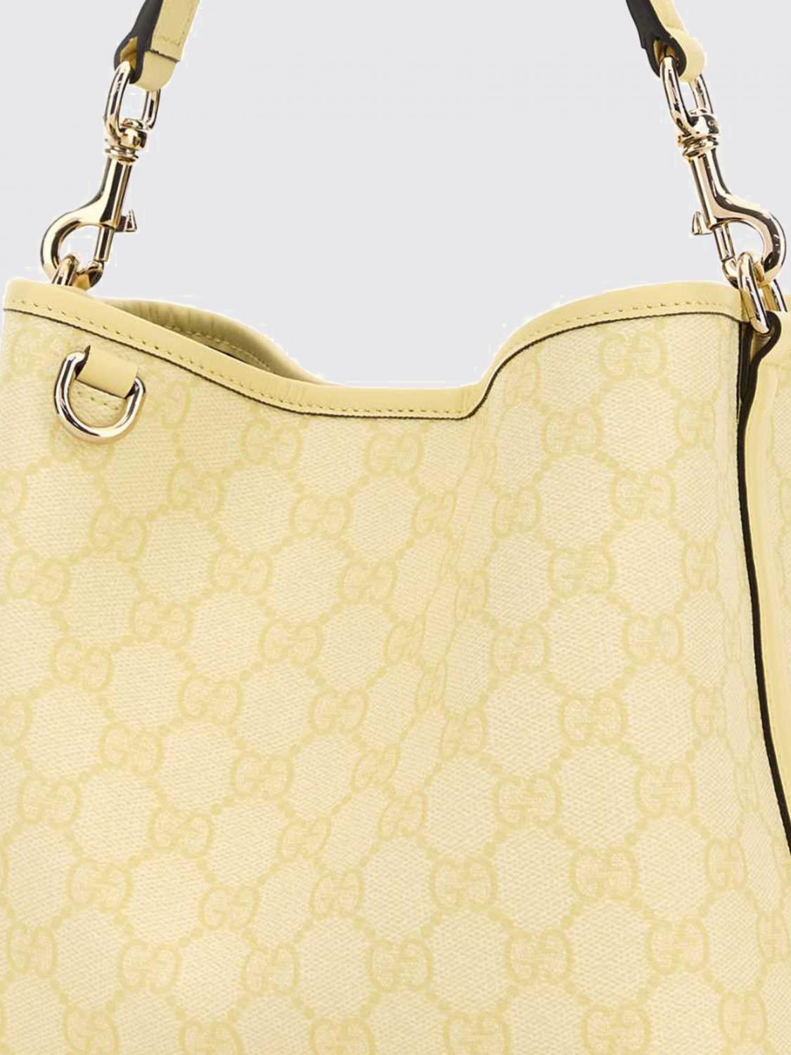 gg emblem grained coated cotton bag with all over gg monogram
