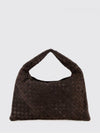 hop bag in intrecciato suede