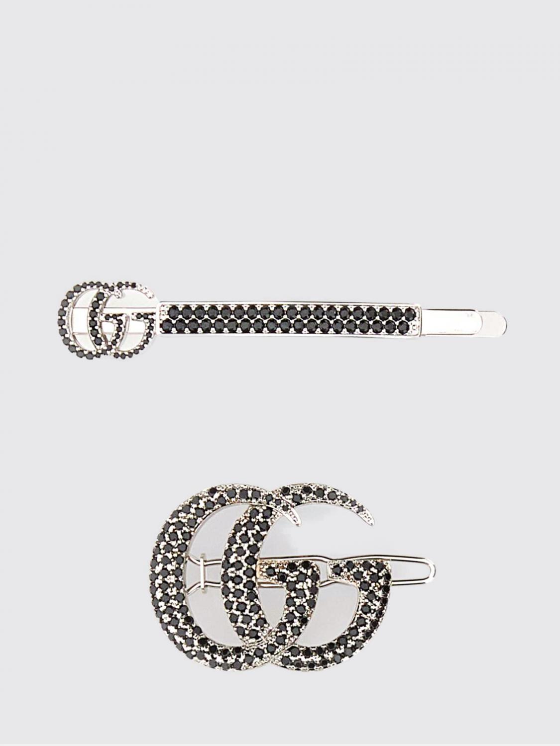 set of 2 metal and rhinestone hair clips