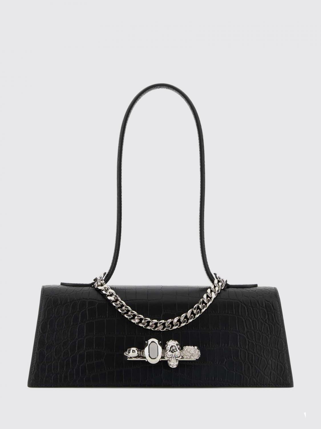 jewelled croc-print leather bag