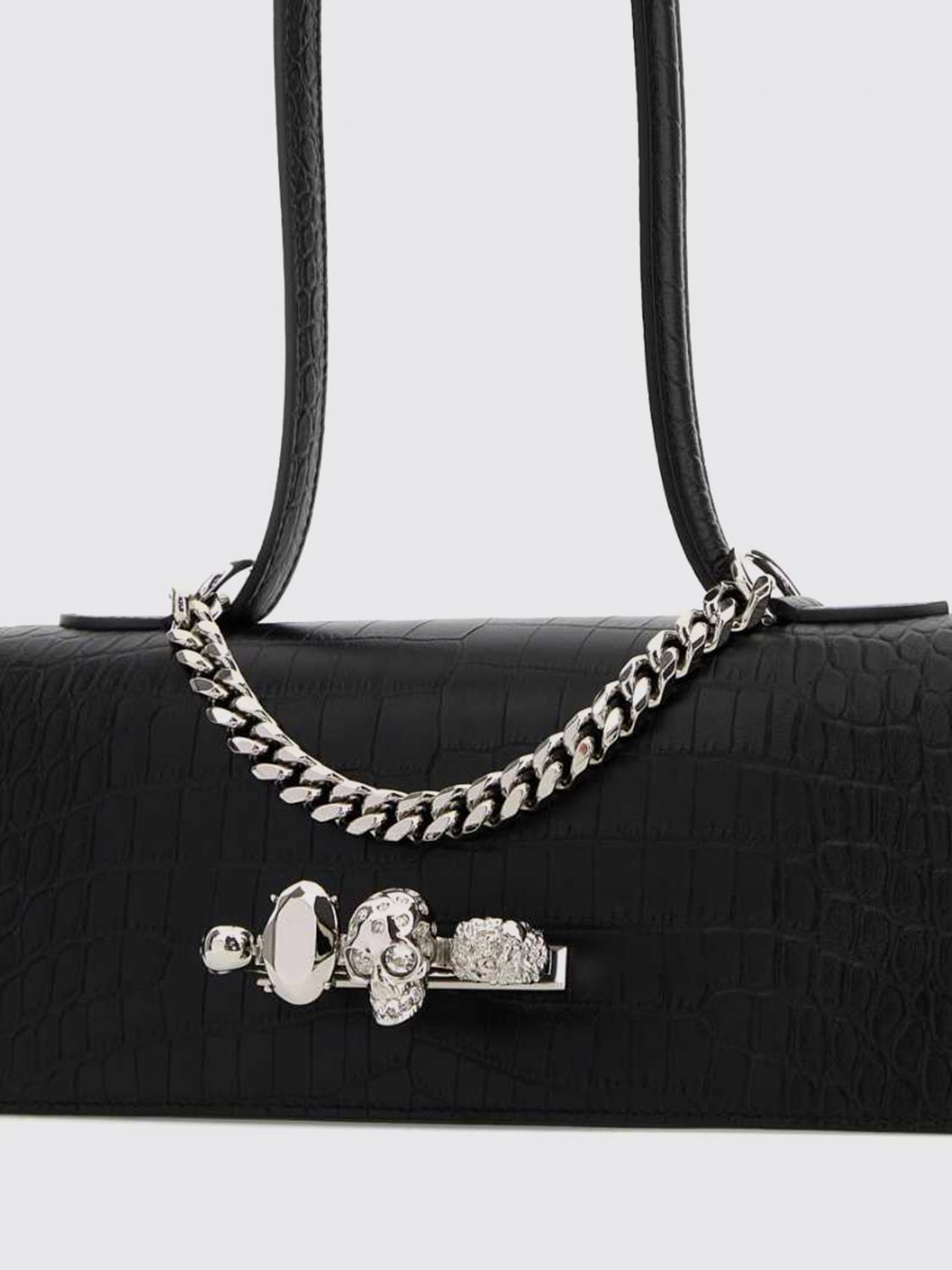 jewelled croc-print leather bag
