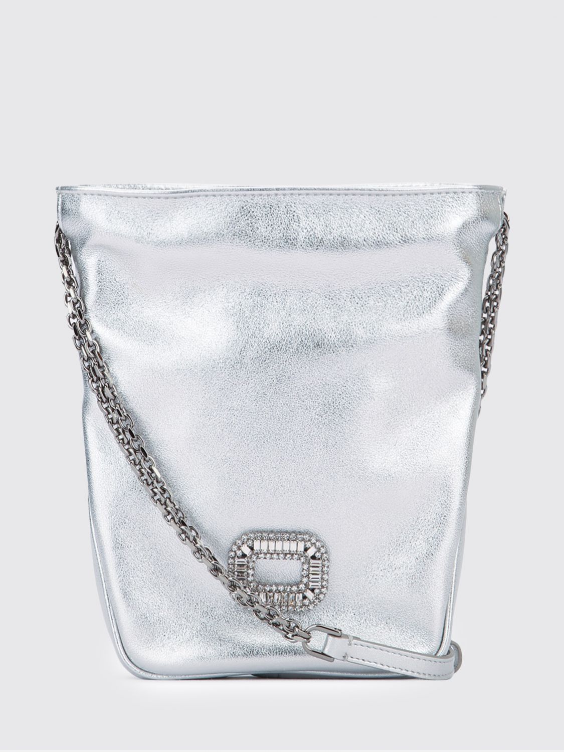 nano pilgrim laminated leather bag with jewel buckle