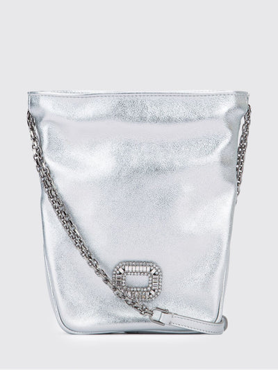 nano pilgrim laminated leather bag with jewel buckle