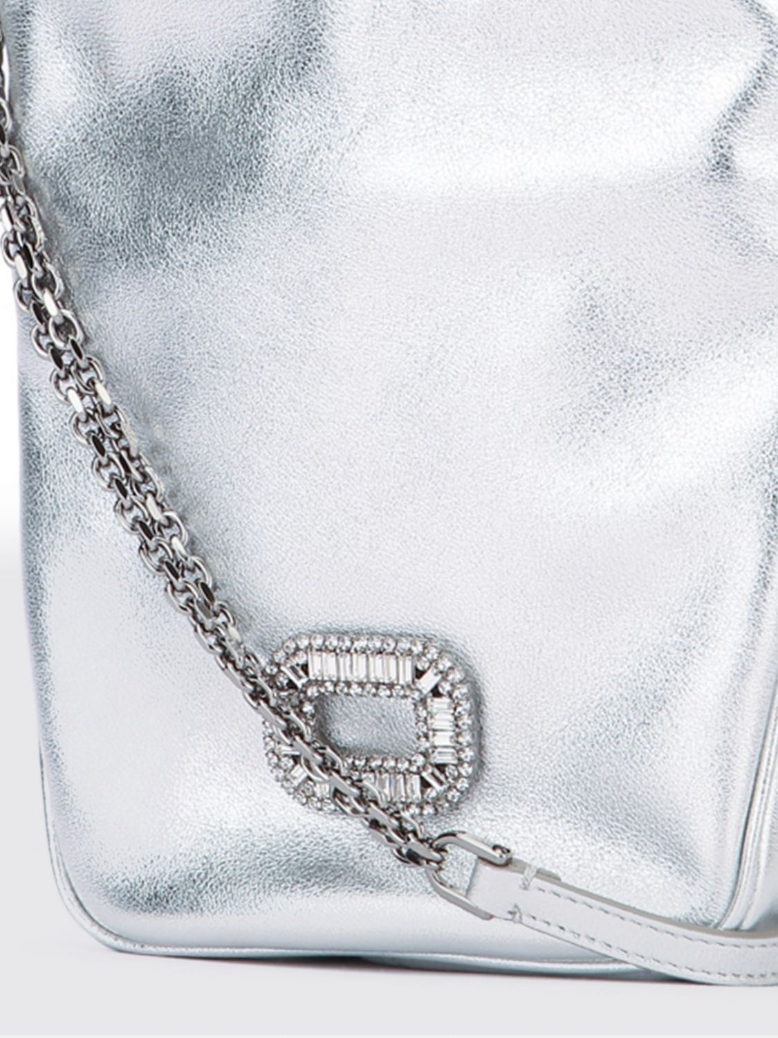nano pilgrim laminated leather bag with jewel buckle