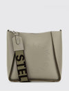 grained faux leather bag with micro brooch logo
