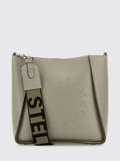 grained faux leather bag with micro brooch logo