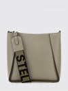 grained faux leather bag with micro brooch logo