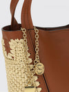 spin bag chloé in leather and crochet raffia