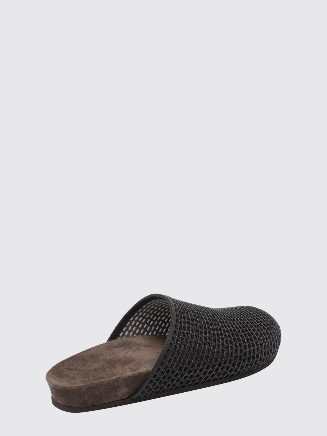 precious net mules in perforated leather with monile