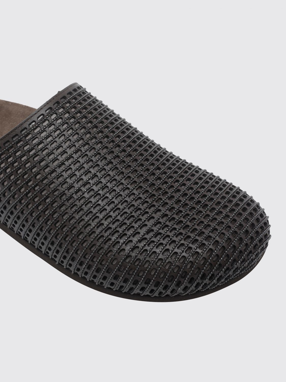 precious net mules in perforated leather with monile