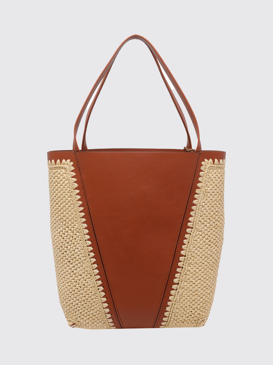 chloé spin bag in crochet raffia and leather