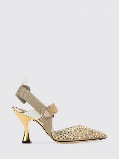 colibrì mesh nylon slingbacks with rhinestones