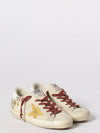 super-star used suede sneakers with embroidered flowers