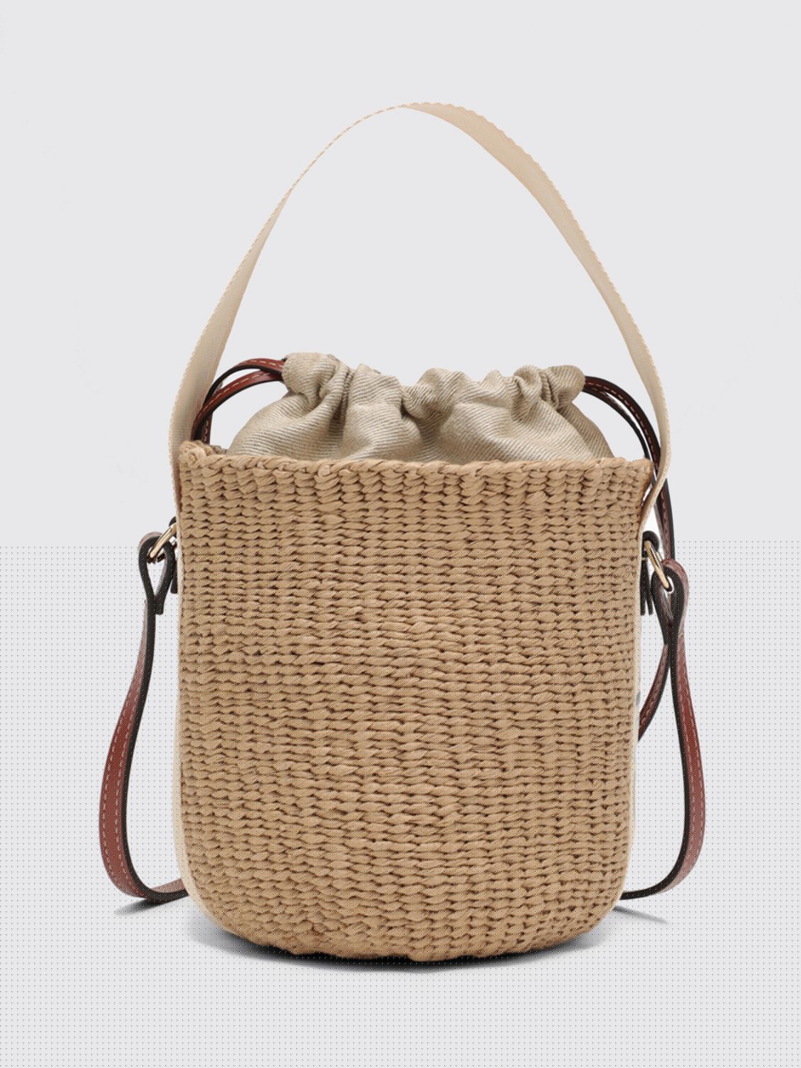 woody raffia bucket bag chloé