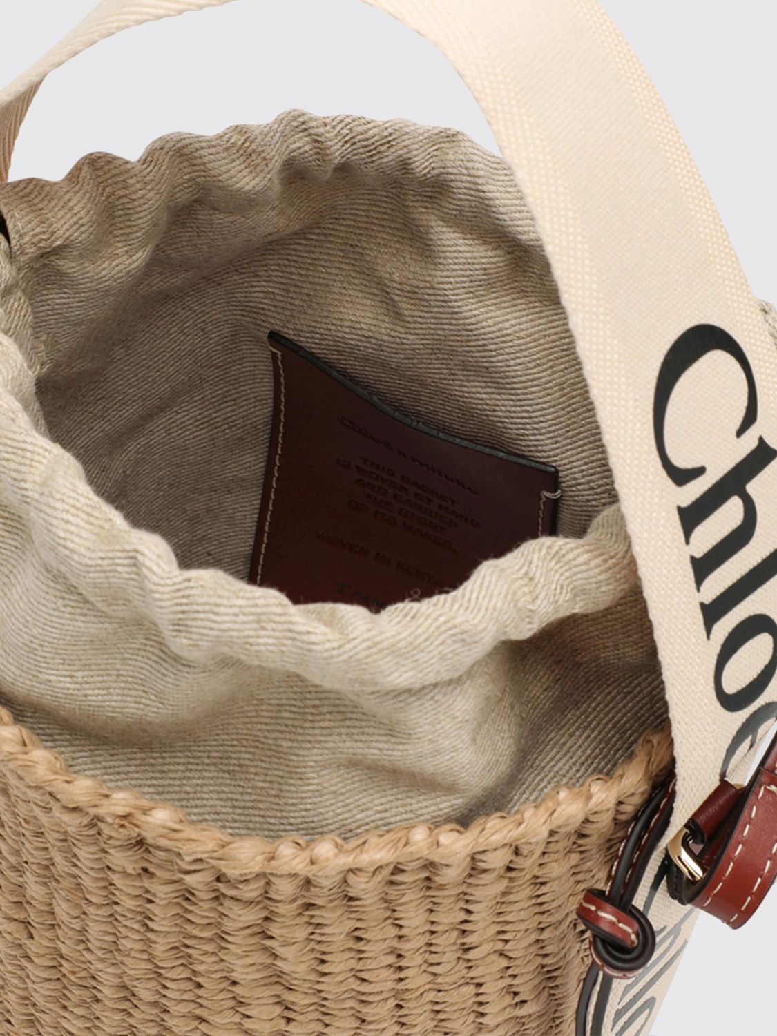 woody raffia bucket bag chloé