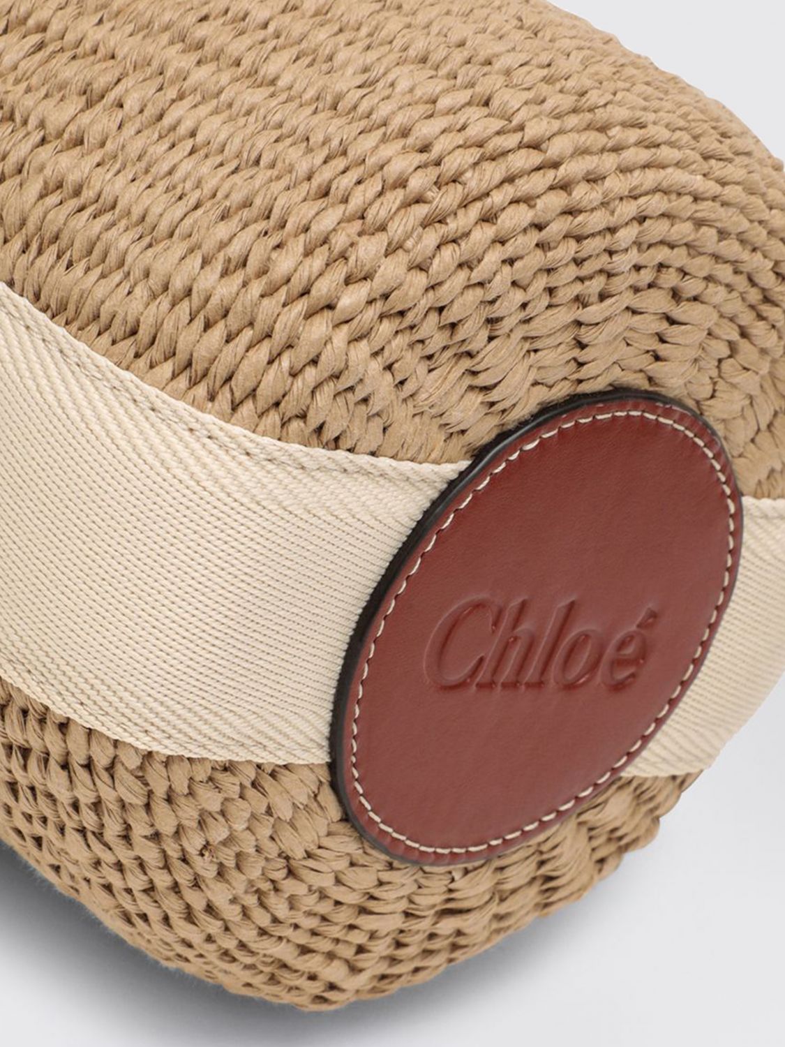 woody raffia bucket bag chloé