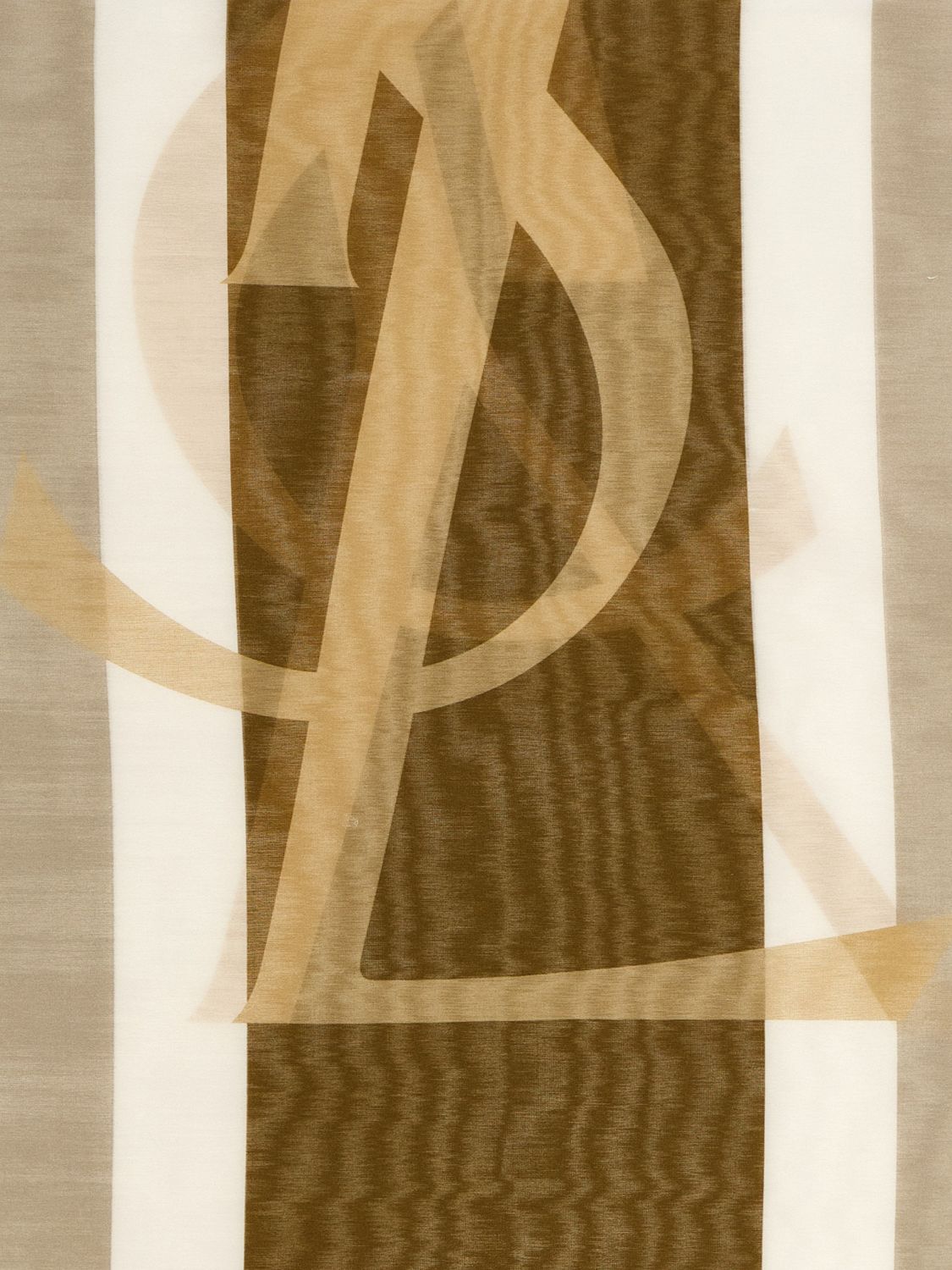 striped cotton blend scarf with ysl monogram