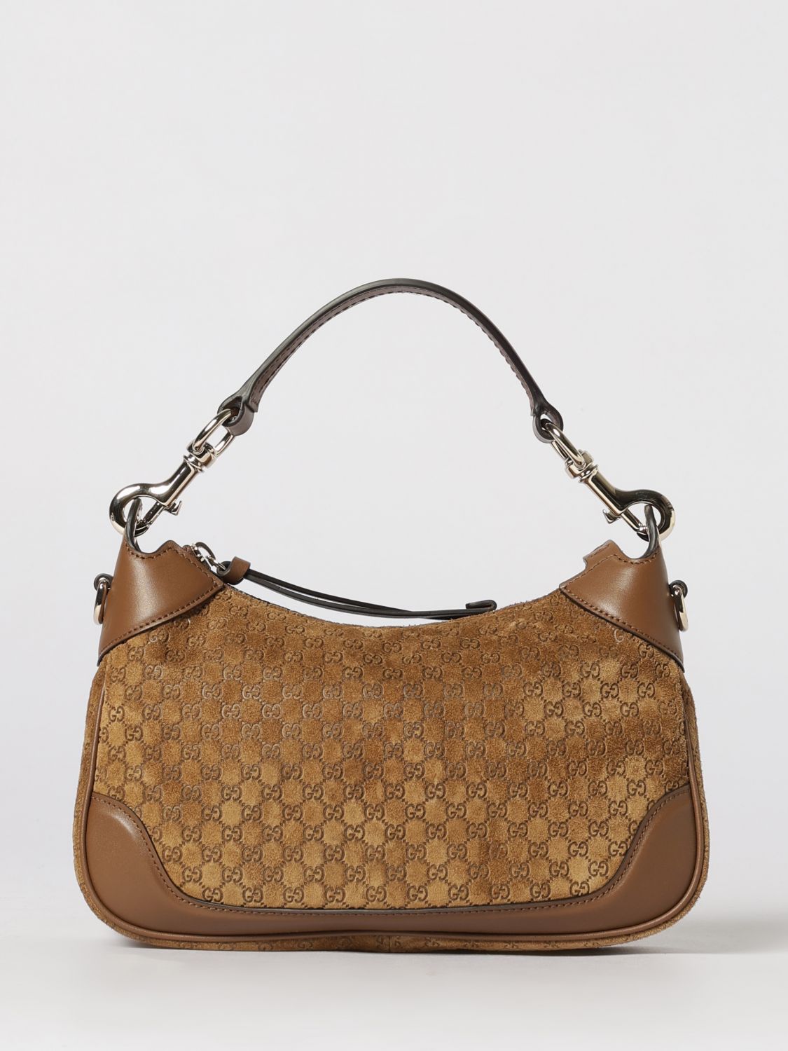 suede bag with embossed gg monogram
