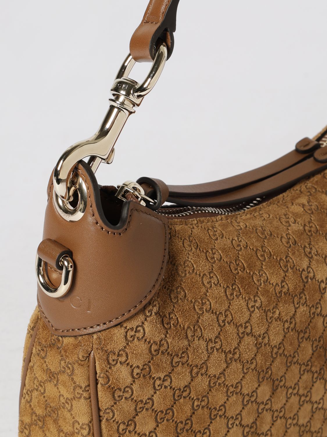 suede bag with embossed gg monogram