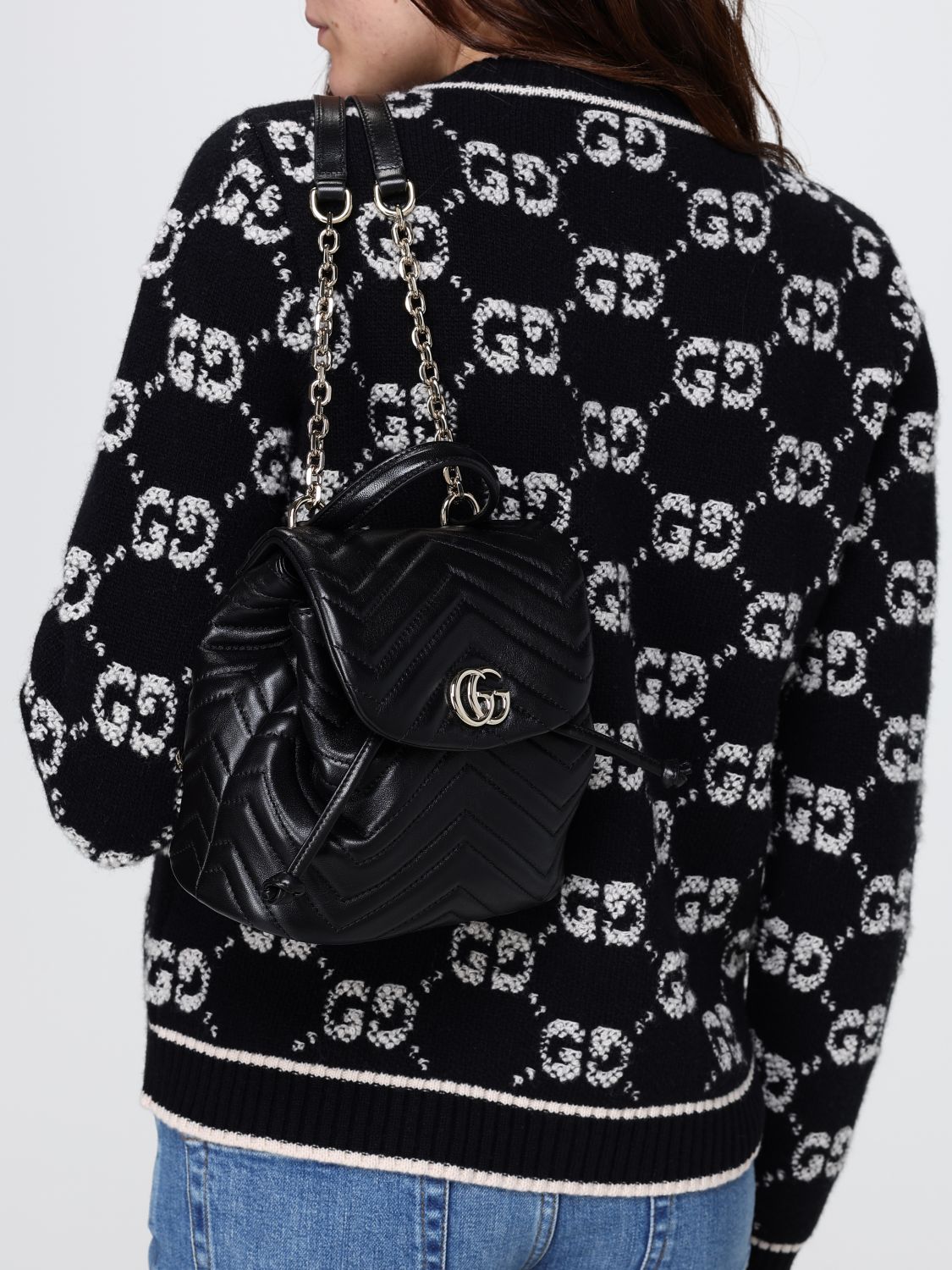 gg marmont chevron quilted nappa backpack