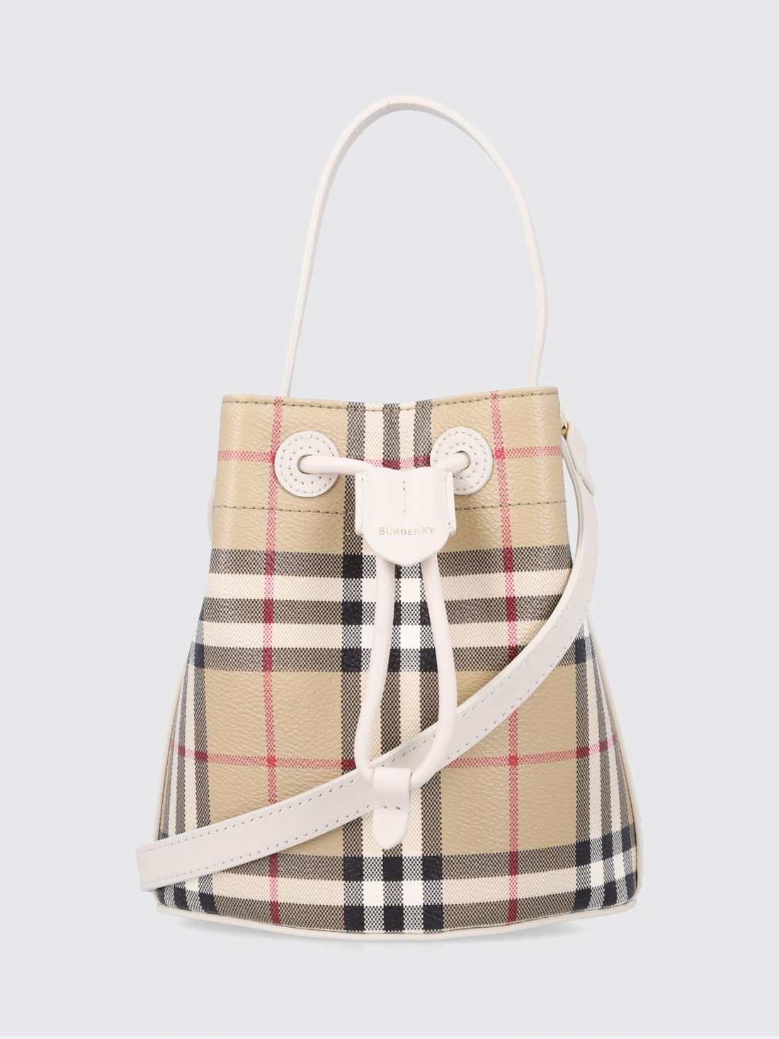 BURBERRY OS coated cotton bucket bag in vintage check print