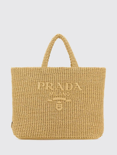 large logo raffia tote