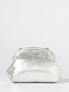 laminated faux leather clutch