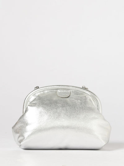 laminated faux leather clutch