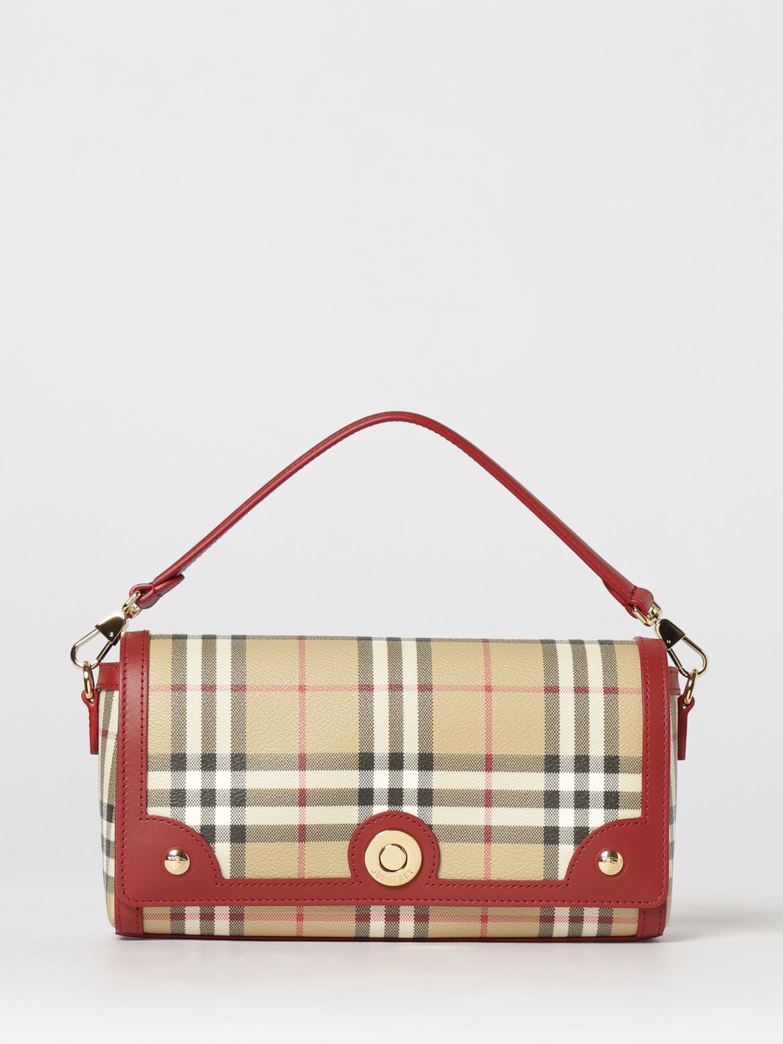 note coated cotton bag with vintage check print