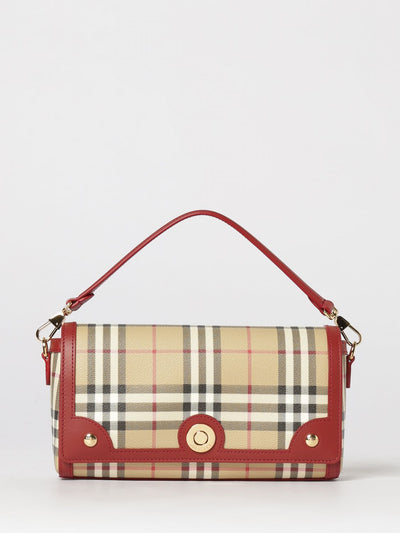 note coated cotton bag with vintage check print