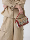 note coated cotton bag with vintage check print