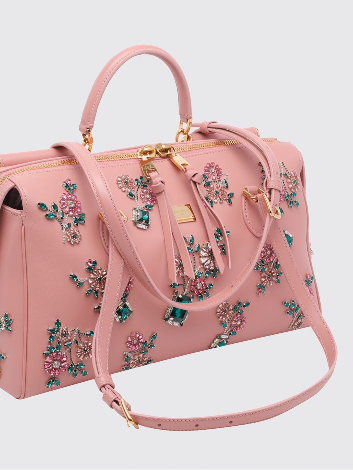 vittoria embroidered rhinestone leather bag