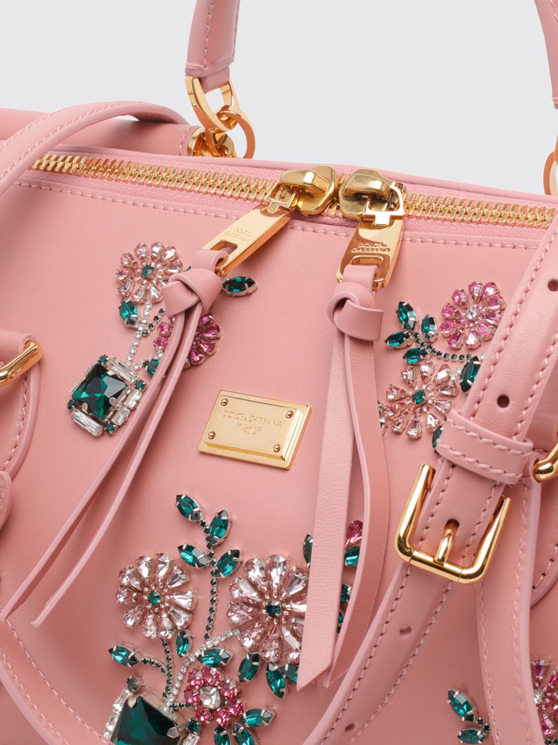 vittoria embroidered rhinestone leather bag