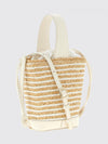 viv' skate raffia and leather bag with jewel buckle