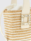 viv' skate raffia and leather bag with jewel buckle