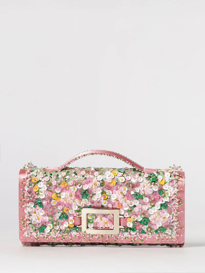 belle vivier satin clutch with embroidered sequins