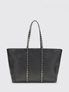 rockstud grained leather bag