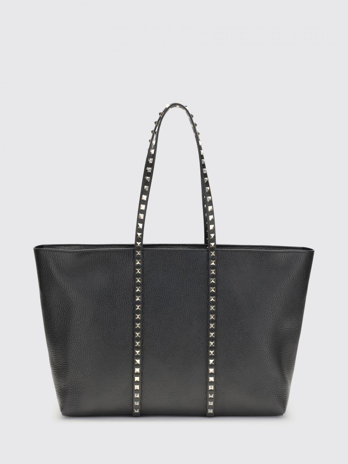 rockstud grained leather bag