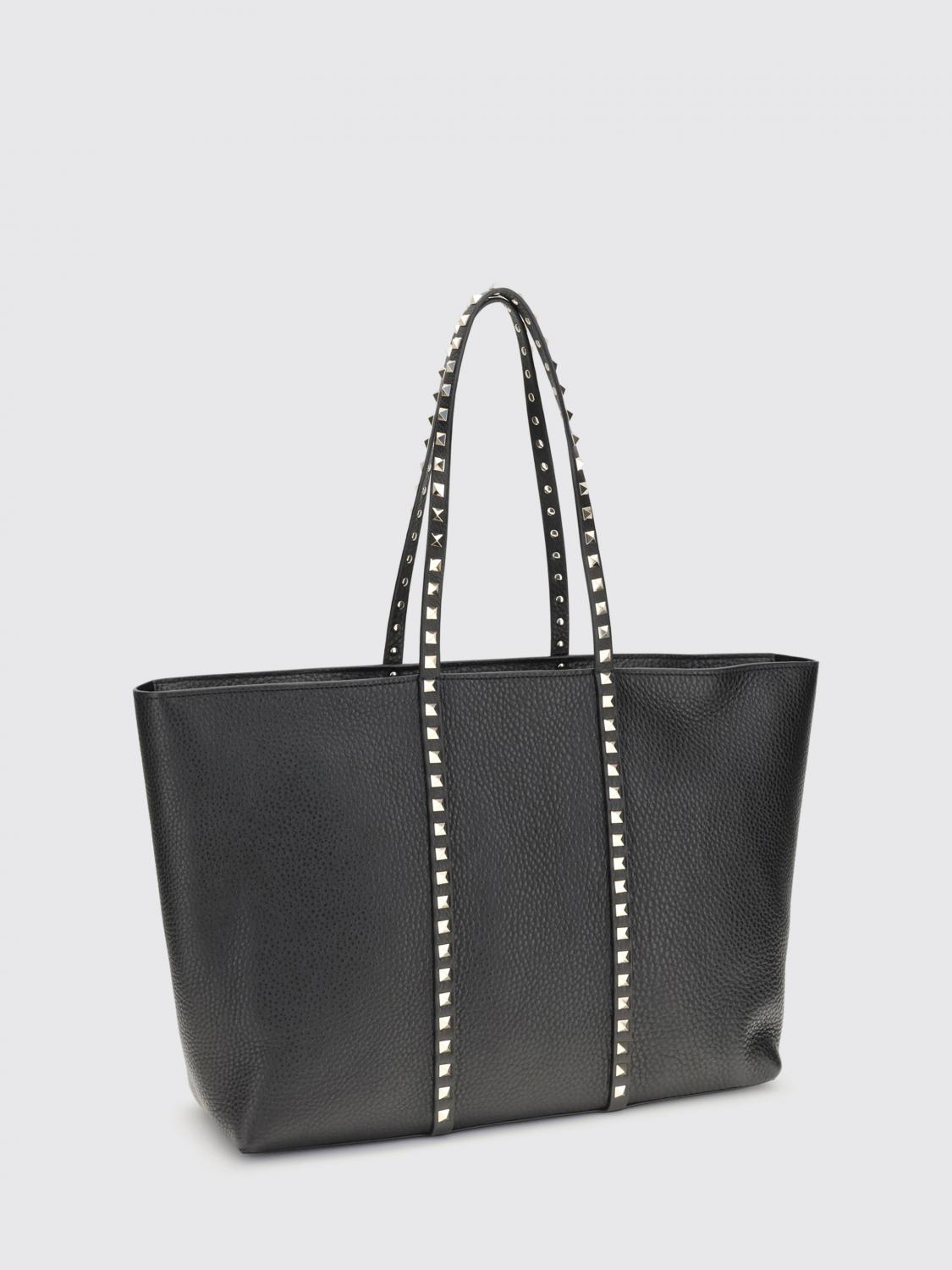 rockstud grained leather bag