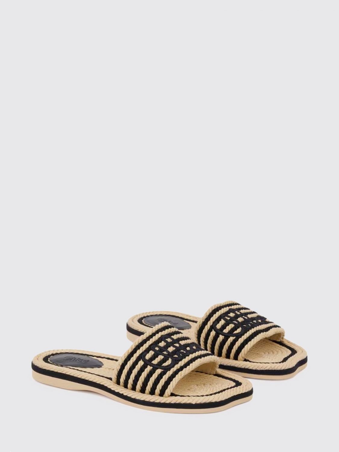 striped woven rope sliders chloé