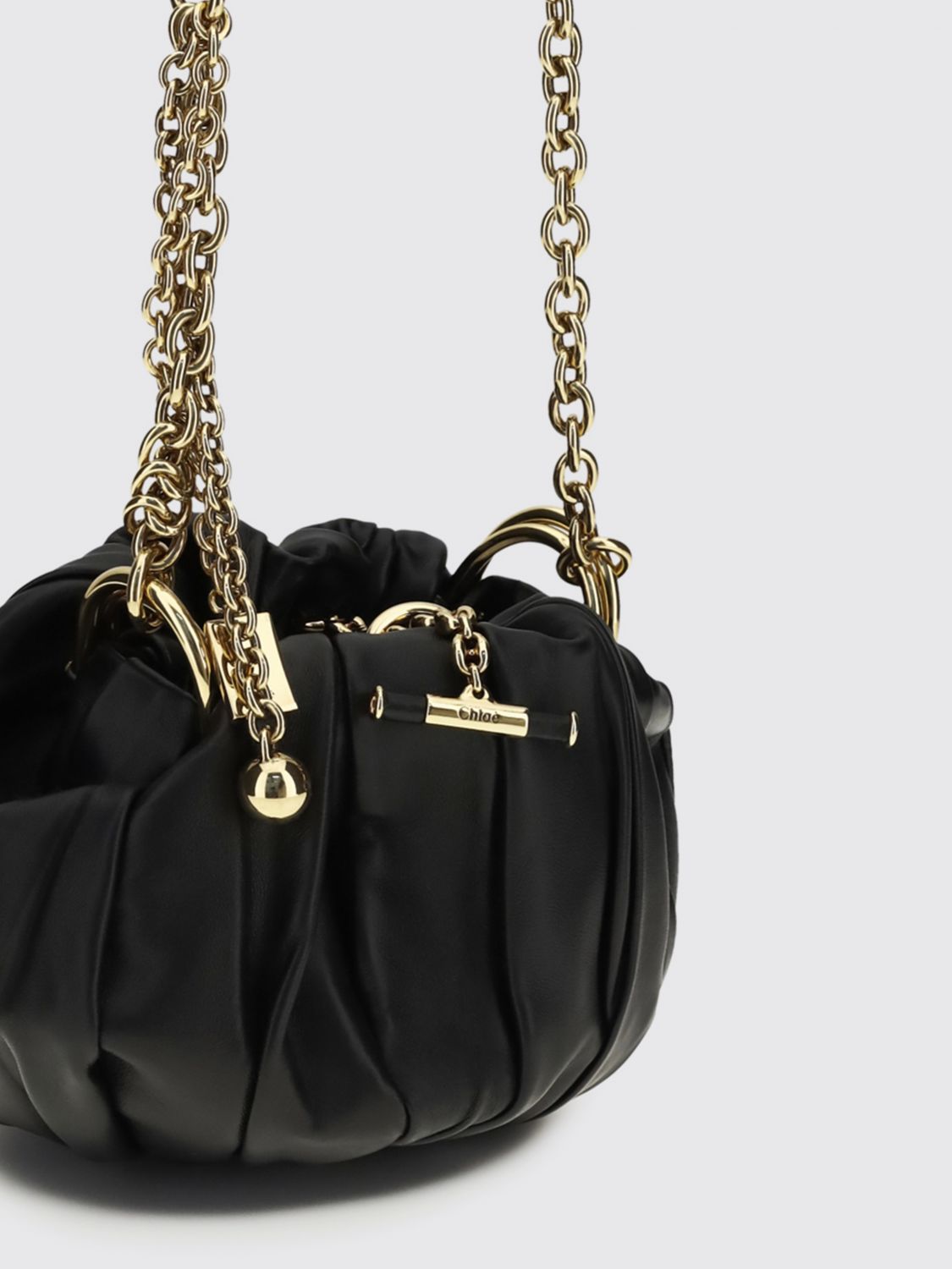 plissé draped leather bag chloé